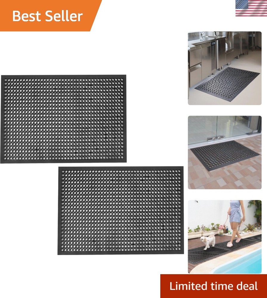 Anti Fatigue Outdoor Rubber Floor Mat 2 Pack Commercial Restaurant Kitchen Ma...