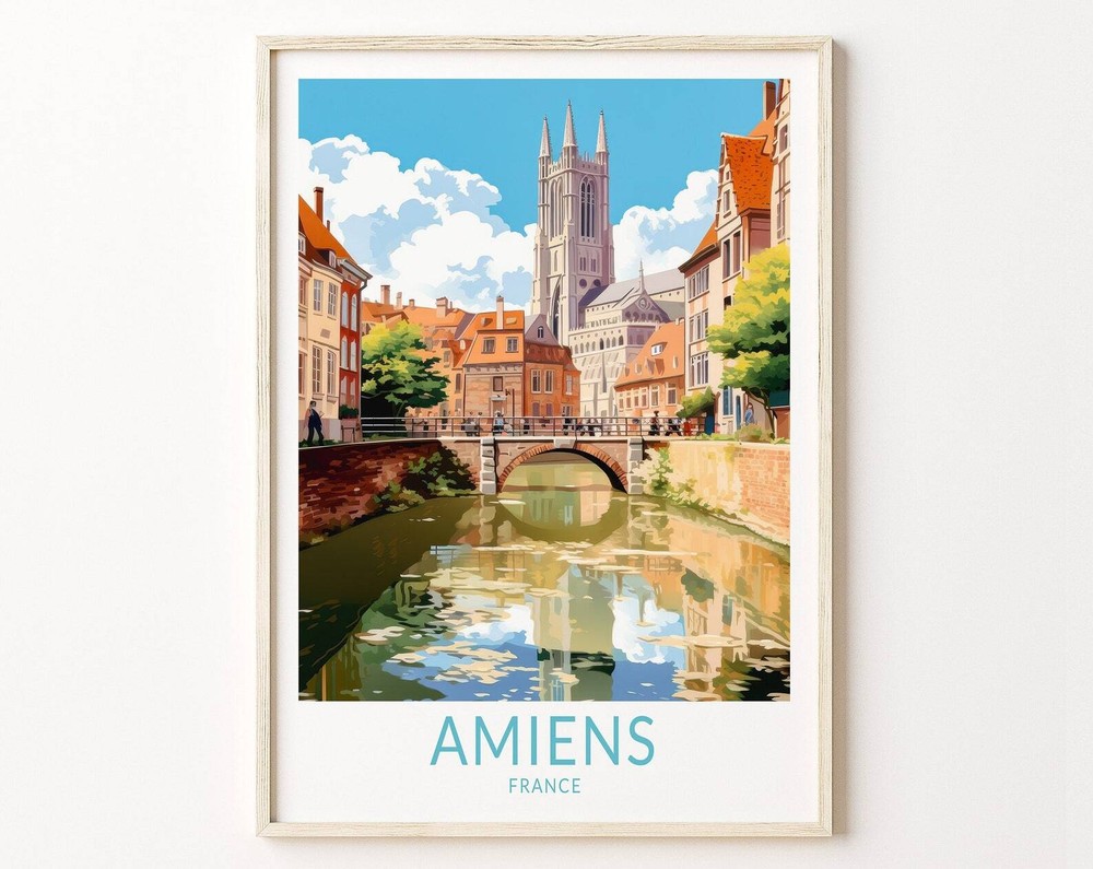 Amiens France Travel Poster Amiens City Travel Wall Poster Print Amiens Wall