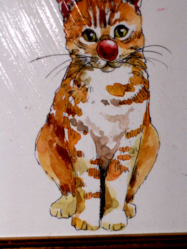 LOVELY Cat Winter Joy Celebrations Signed Betti Grove Giclee Painting Canvas