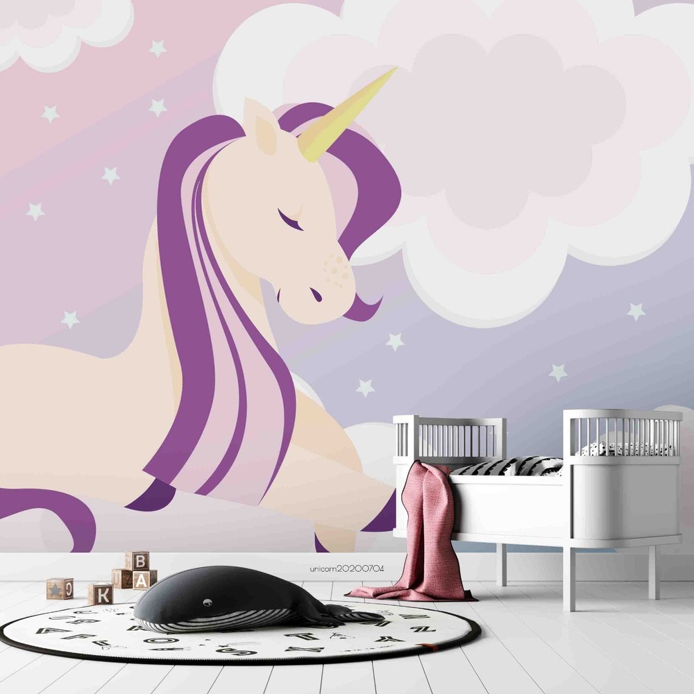 3D Unicorns Clouds Illustration Wall Murals Wallpaper Murals Wall Sticker