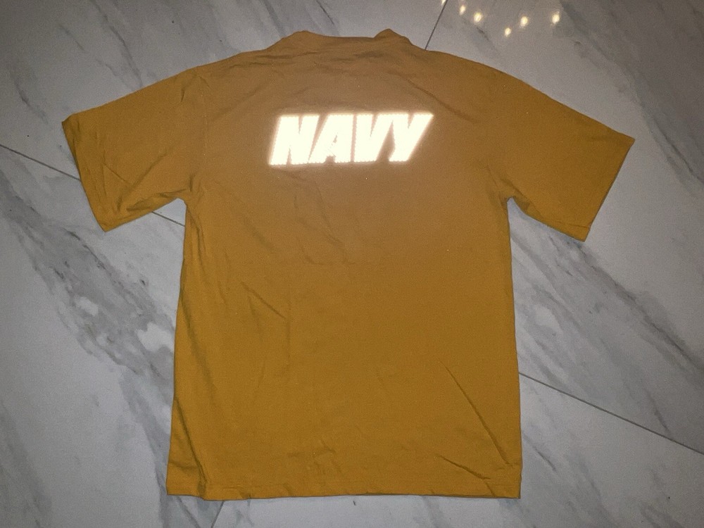 US Navy Mens Medium Yellow Reflective Fitness Uniform Tee Shirt  