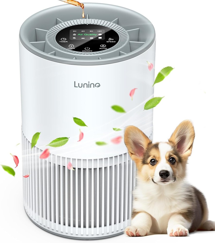 Air Purifiers for Home Large Room up to 1200ft², LUNINO H13 True HEPA Grey