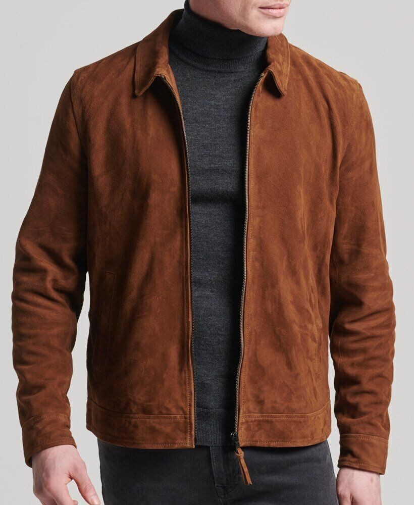 Men's Real Brown Pure Soft Suede Stylish Jacket