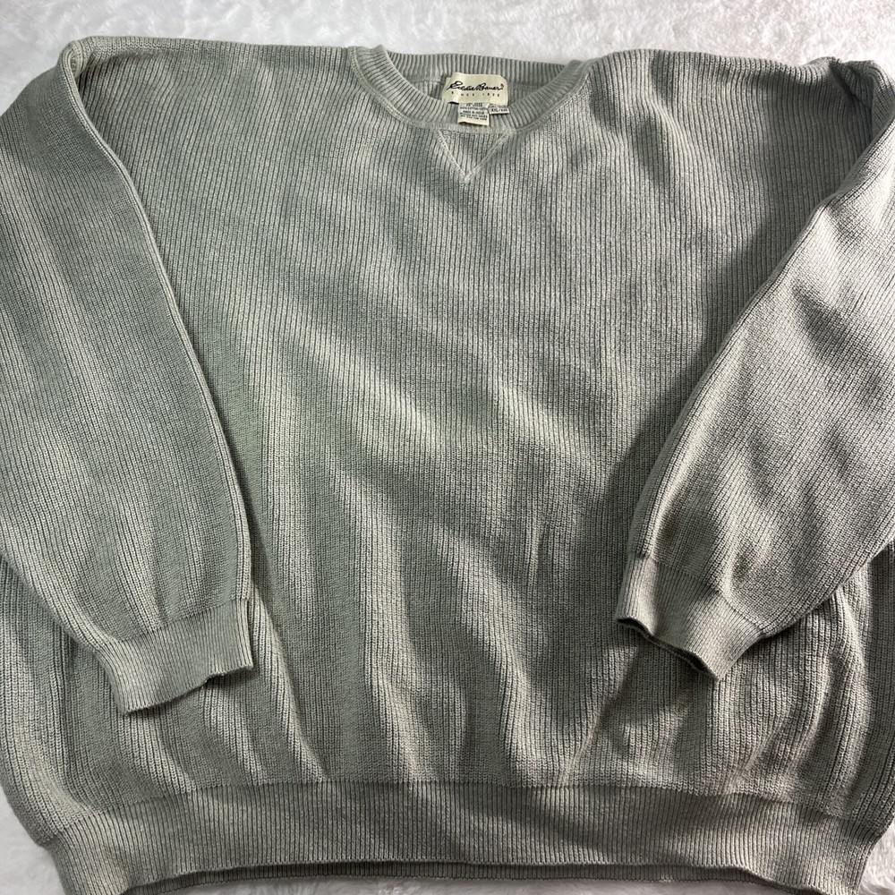 VINTAGE Eddie Bauer Sweater Mens Sz XXL Birdseye Crewneck Cotton Knit Preppy