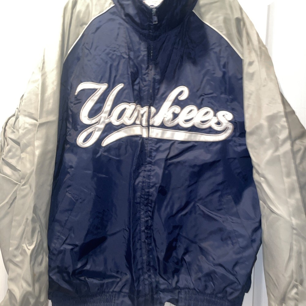Vintage Majestic NY Yankees Blue Spell Out Wind Breaker Jacket XL