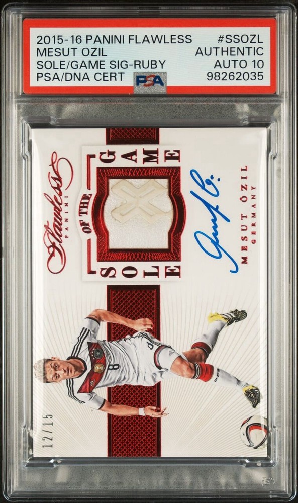 2016 Panini Flawless Mesut Ozil Sole of The Game Patch Auto 12/15 PSA Auth/10