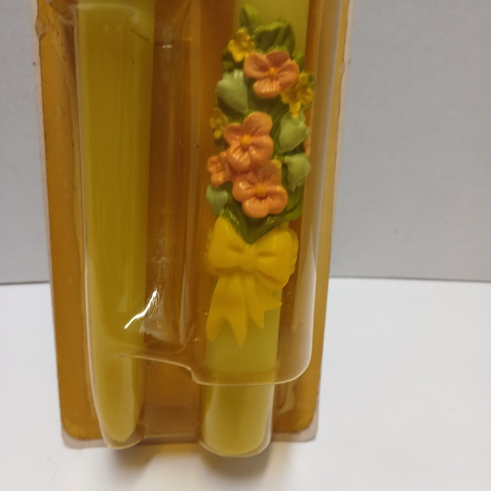 Vintage Avon Flower Fancy 3D Appliqued Taper Candles Sealed in Box