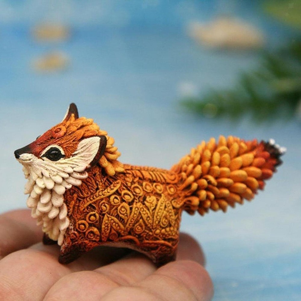 Foxes Mini Statue Miniature Garden Accessories for Farmhouse Bookshelf Garden