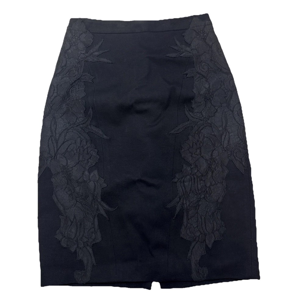 Elie Tahari Women’s Black Pencil Skirt Size 4 Lace Jacquard Career