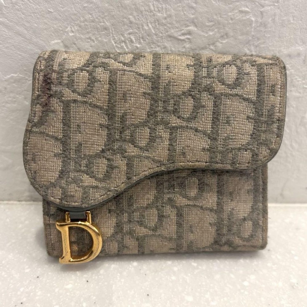 Dior Christian Trotter Gray Compact Trifold Wallet