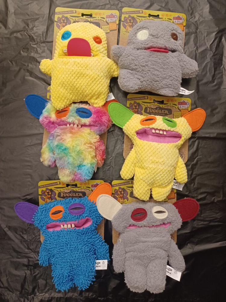 Case Of 16 Pieces Fuggler FUNNY UGLY MONSTER Dog Pet Toy Squeaky Crinkle Plush