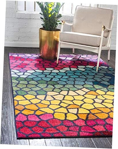 Modern Geometric Colorful Mosaic Area Rug - Estrella Collection - 8 ft