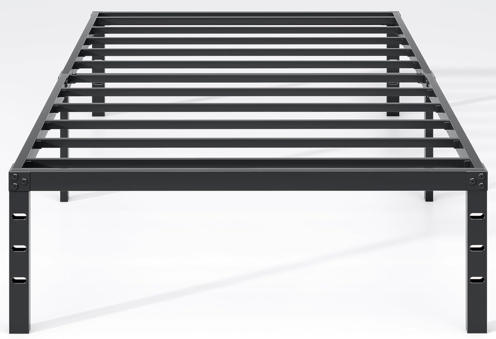 Simple and stylish metal platform bed frame with storage space