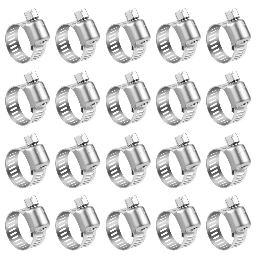 20 Pack Stainless Steel Adjustable Hose Clamps 6-12mm Metallic