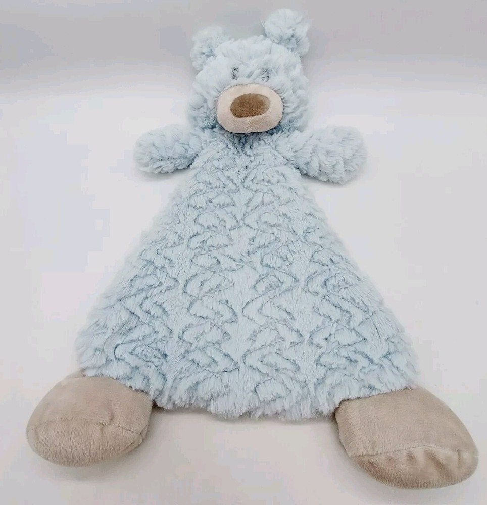 Demdaco Bear Plush Security Baby Blanket Blake Lovey Rattle Blue Gray 12