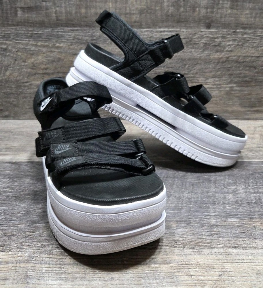 Nike Icon Classic Womens Black White Platform Slides Size 9 DH0224-001
