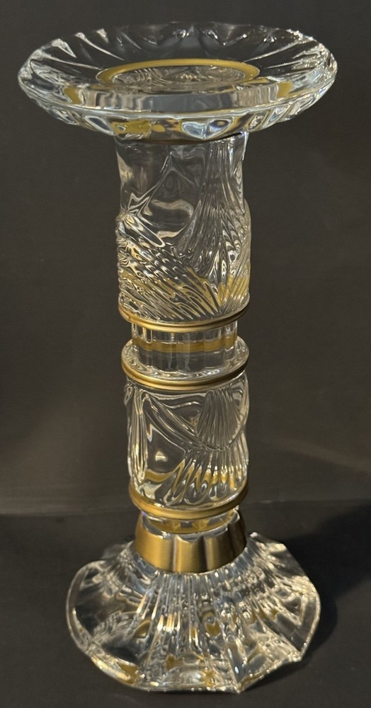 Saint Louis Clear And Gold Crystal Totem Candle Holder