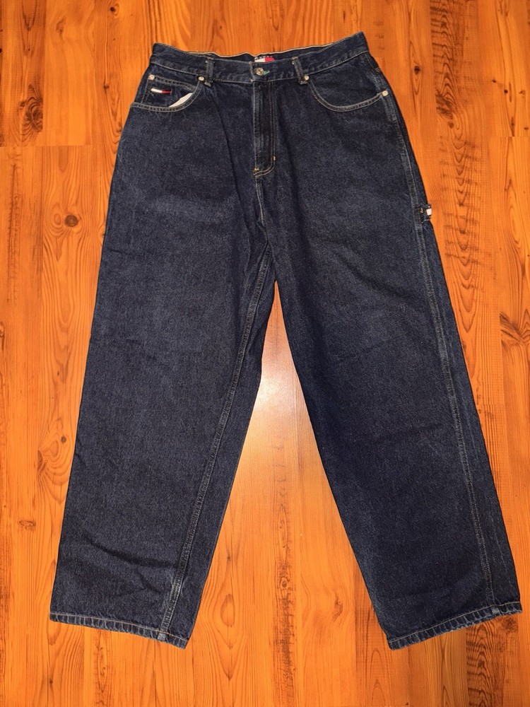 Vintage Tommy Hilfiger Carpenter Jeans Men 34x32 Blue Y2K Baggy Fit