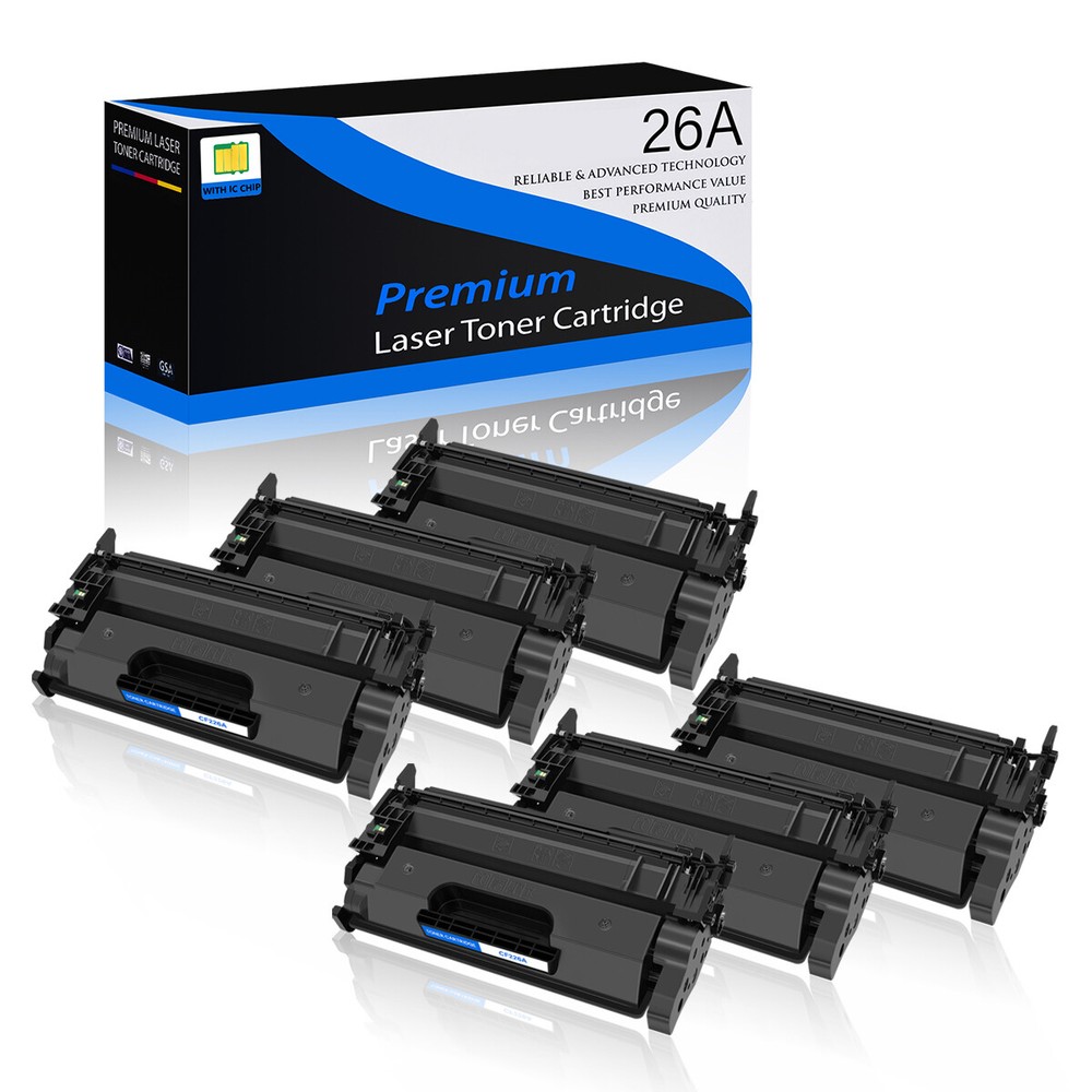 6 Pack CF226A Black Toner Cartridge for HP LaserJet Pro M402 M402n M402dn M402dw Printers