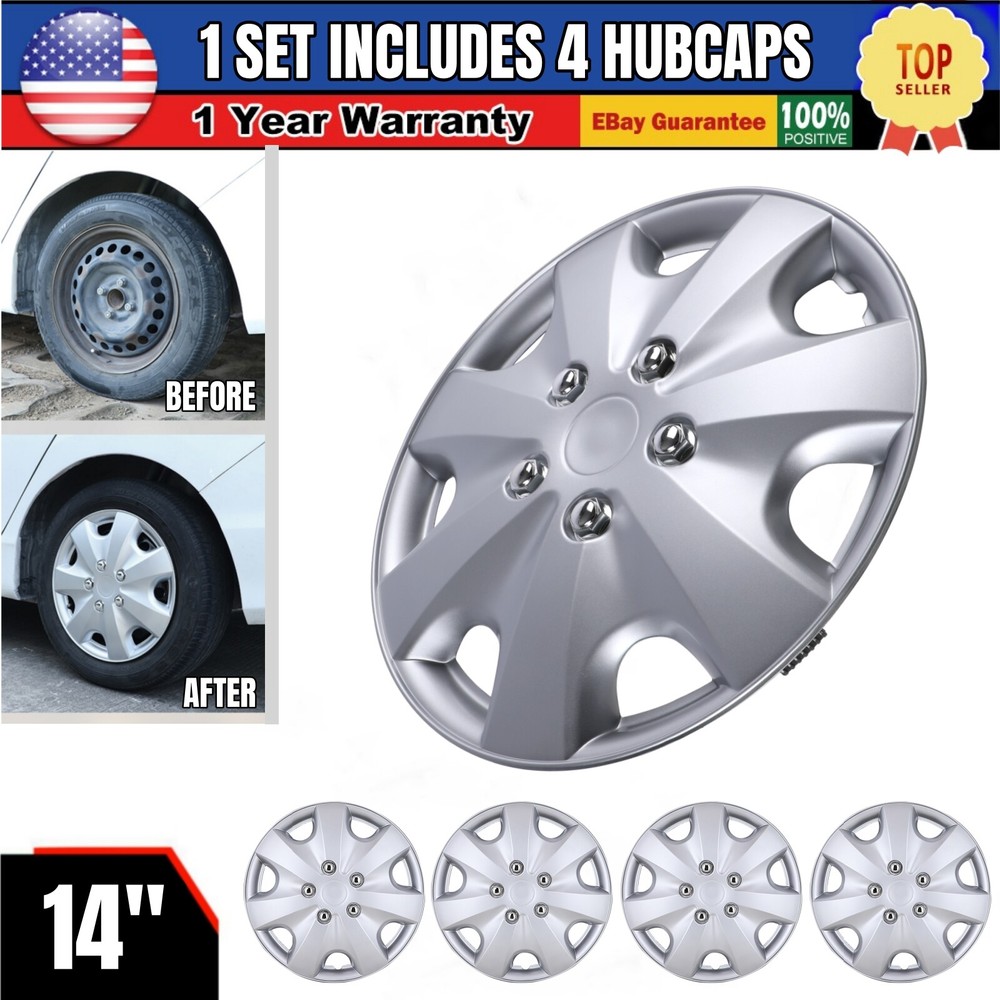 4PCS 14 Inch Hubcaps for Chevy Toyota Corolla Nissan Versa Wheel Covers