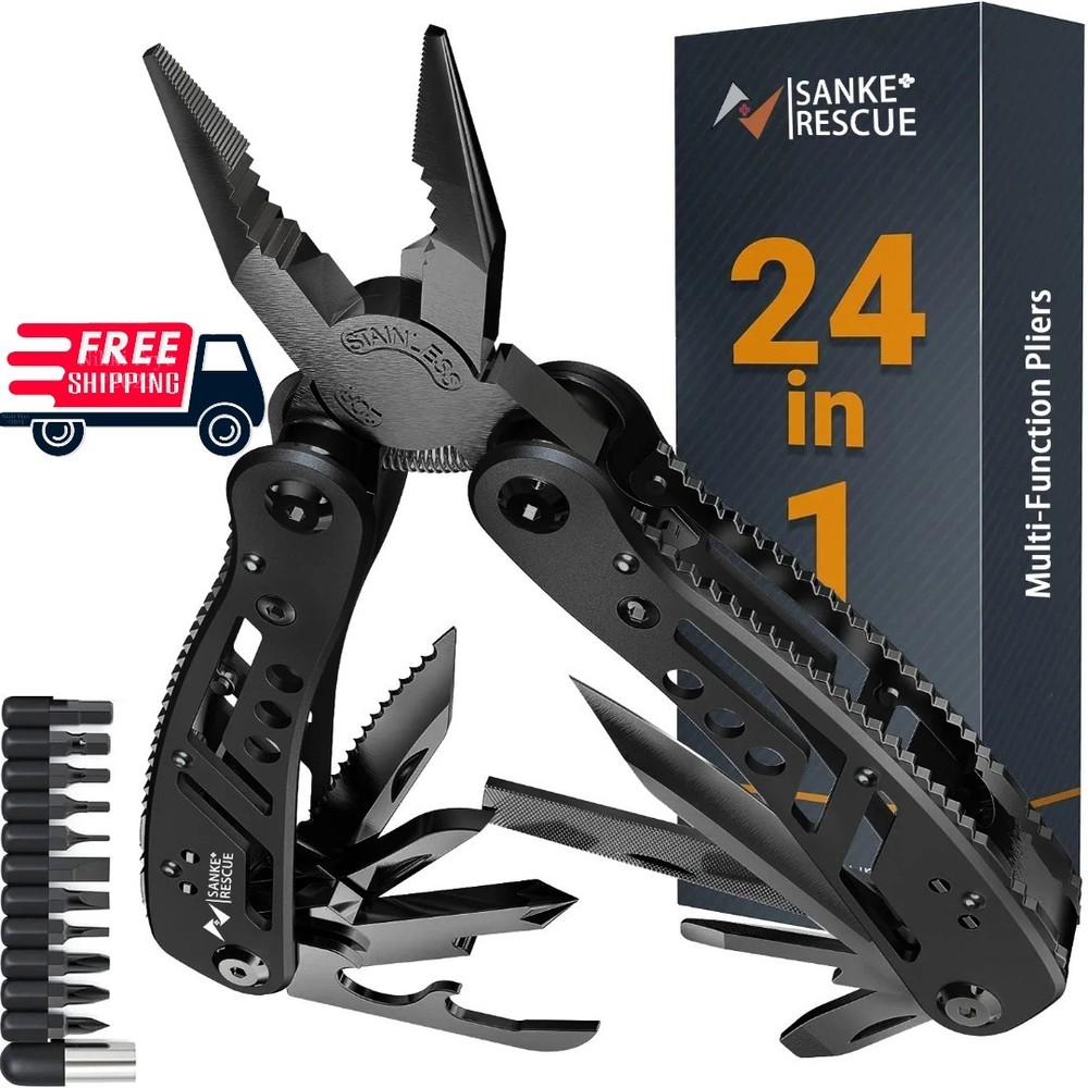 24-in-1 Professional Multitool Pliers Stainless Steel Pocket Tool with Sheath