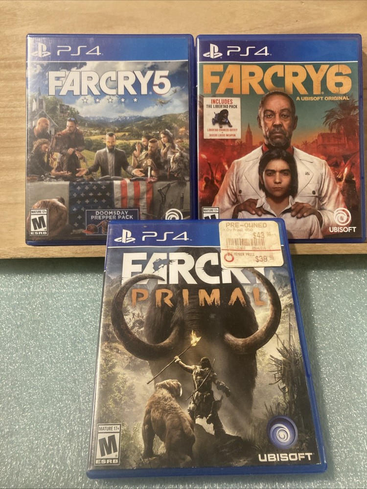 Far Cry Primal + Far Cry 5 + Far Cry 6 Ps4 PlayStation 4  ALL IN GREAT CONDITION
