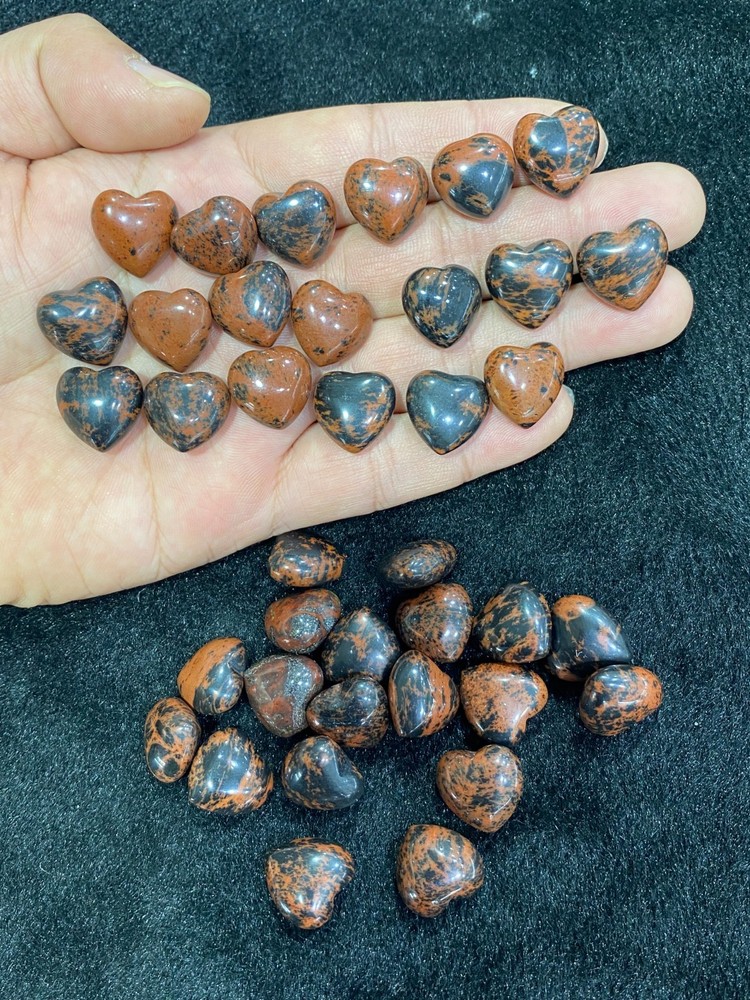 10pc Natural mahogany obsidian Mini Heart hand-carved quartz crystal reiki gift