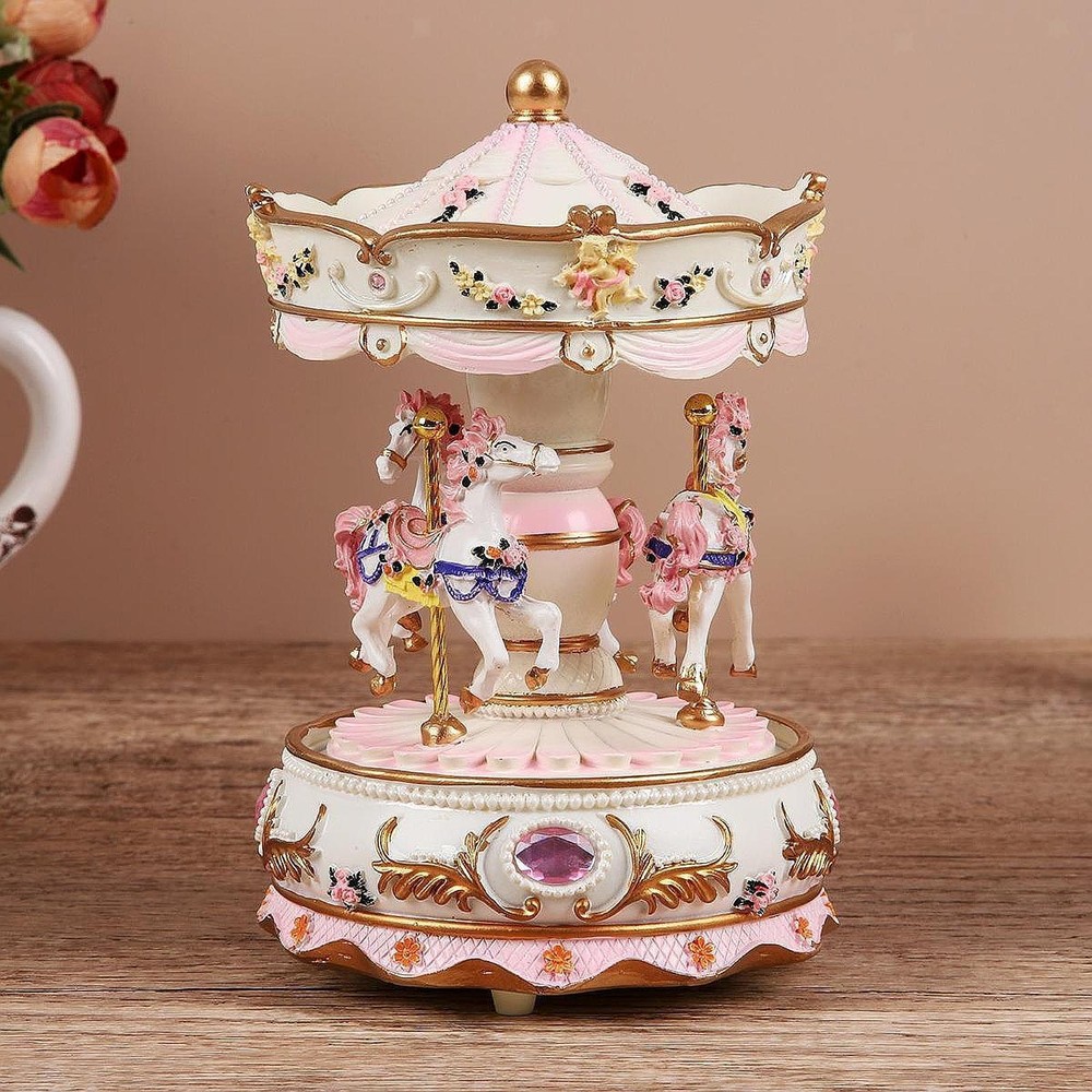 Carousel Music Box Musical Box with Light Home Decoration Desktop Ornament for