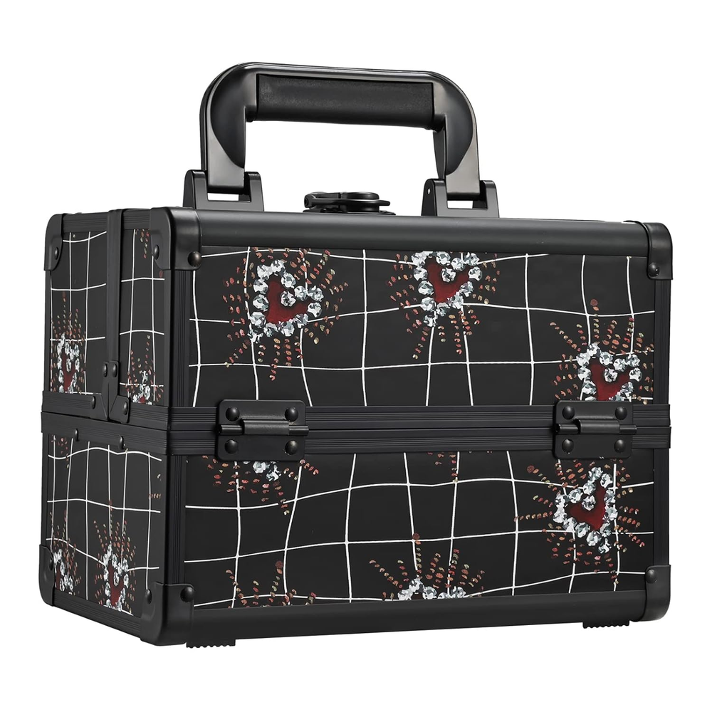 Makeup Train Case Portable Makeup Case Organizer 2 Trays Cosmetic Box Storage wi