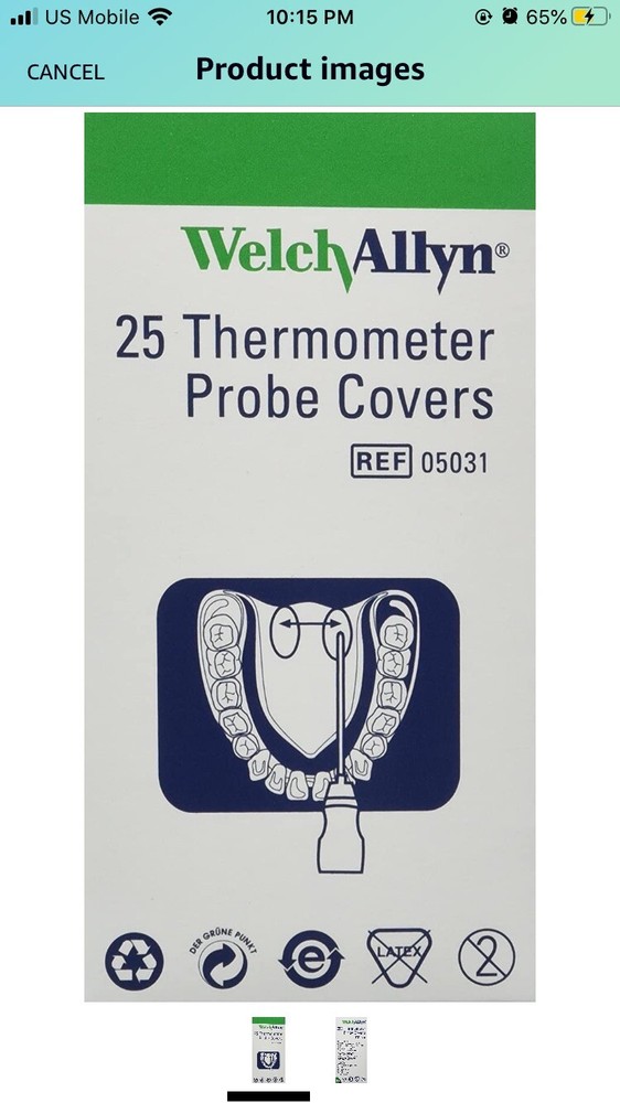 Welch Allyn Hillrom Probe Covers SureTemp 690, 692 Thermometer 250/Box 05031-750