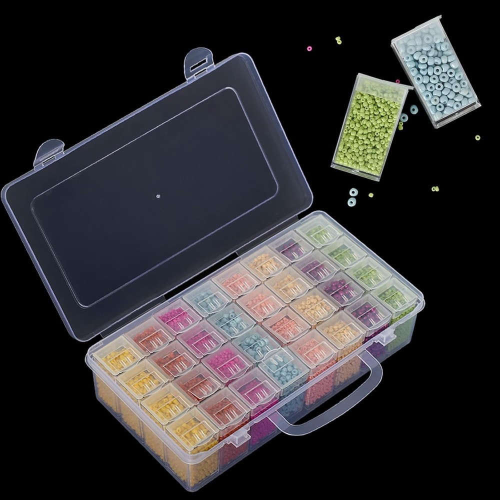 32-Slot Diamond Painting Storage Box with Bead Organizer for Adults