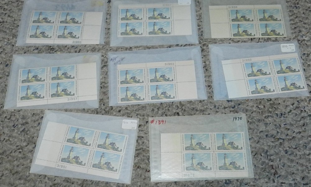 Unused Stamp lot of 8 Scott #1391 Maine Statehood - 6 cent Plate Blocks