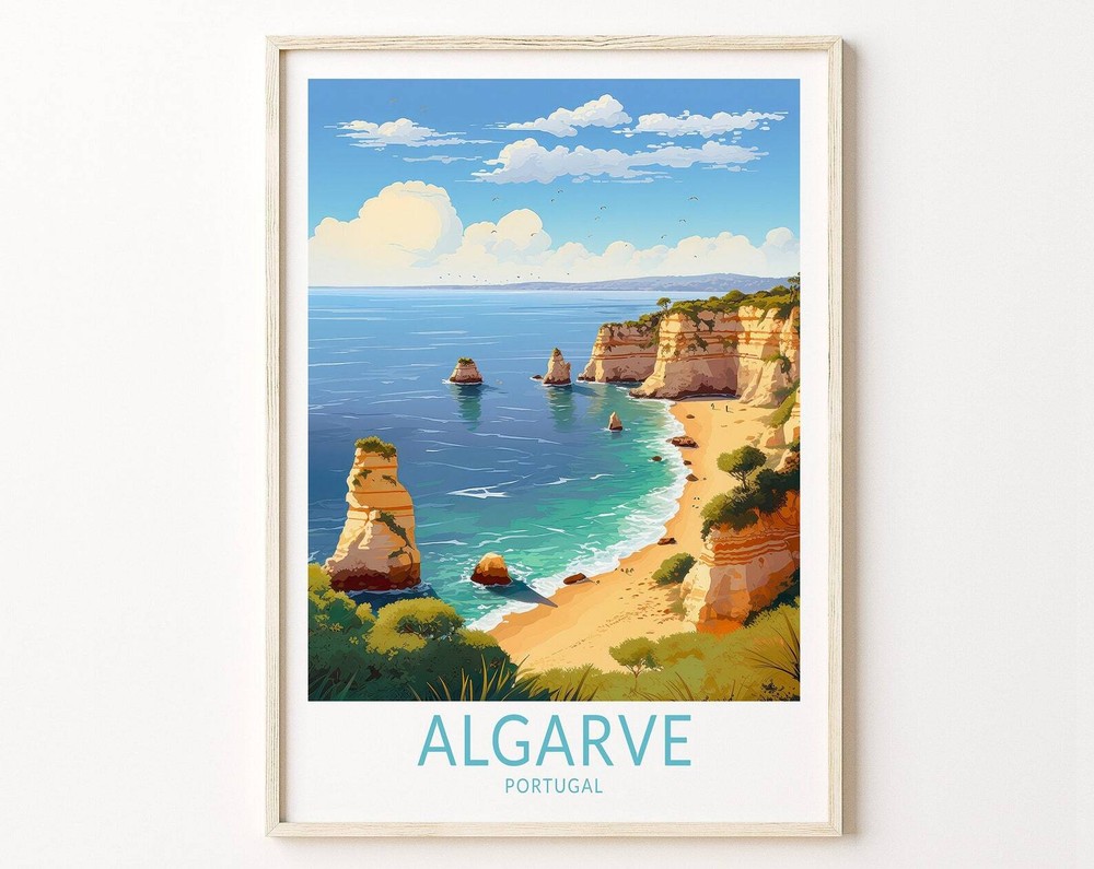 Algarve Portugal Travel Print Algarve Coast Poster Print Portugal Coastal Wall
