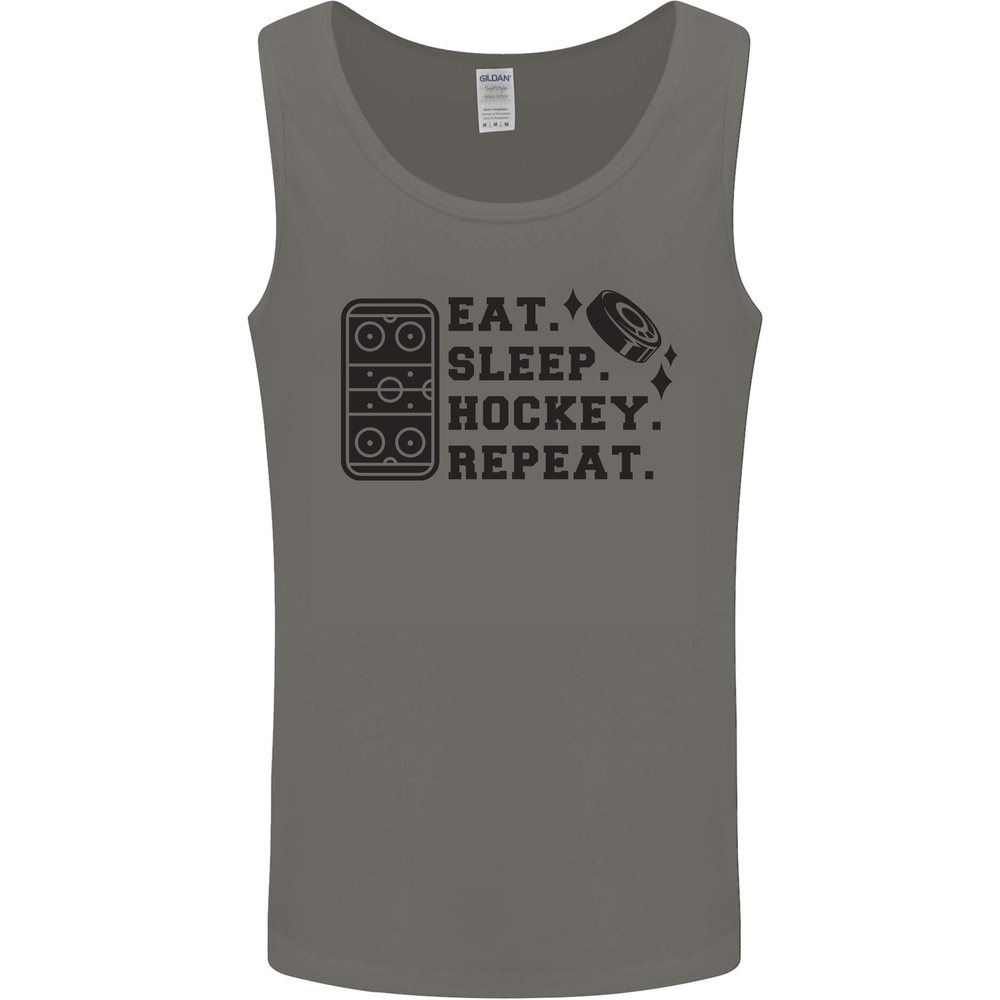 Eat Sleep Hockey Repeat Street Ice Funny Mens Vest Tank Top