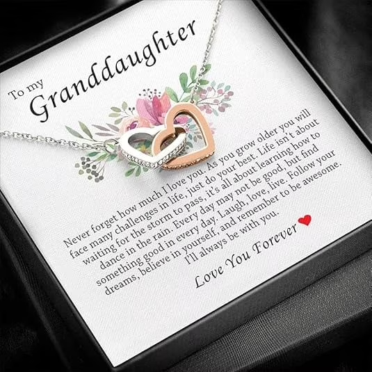 To My Beautiful Granddaughter Necklace, Custom Message Card Necklace