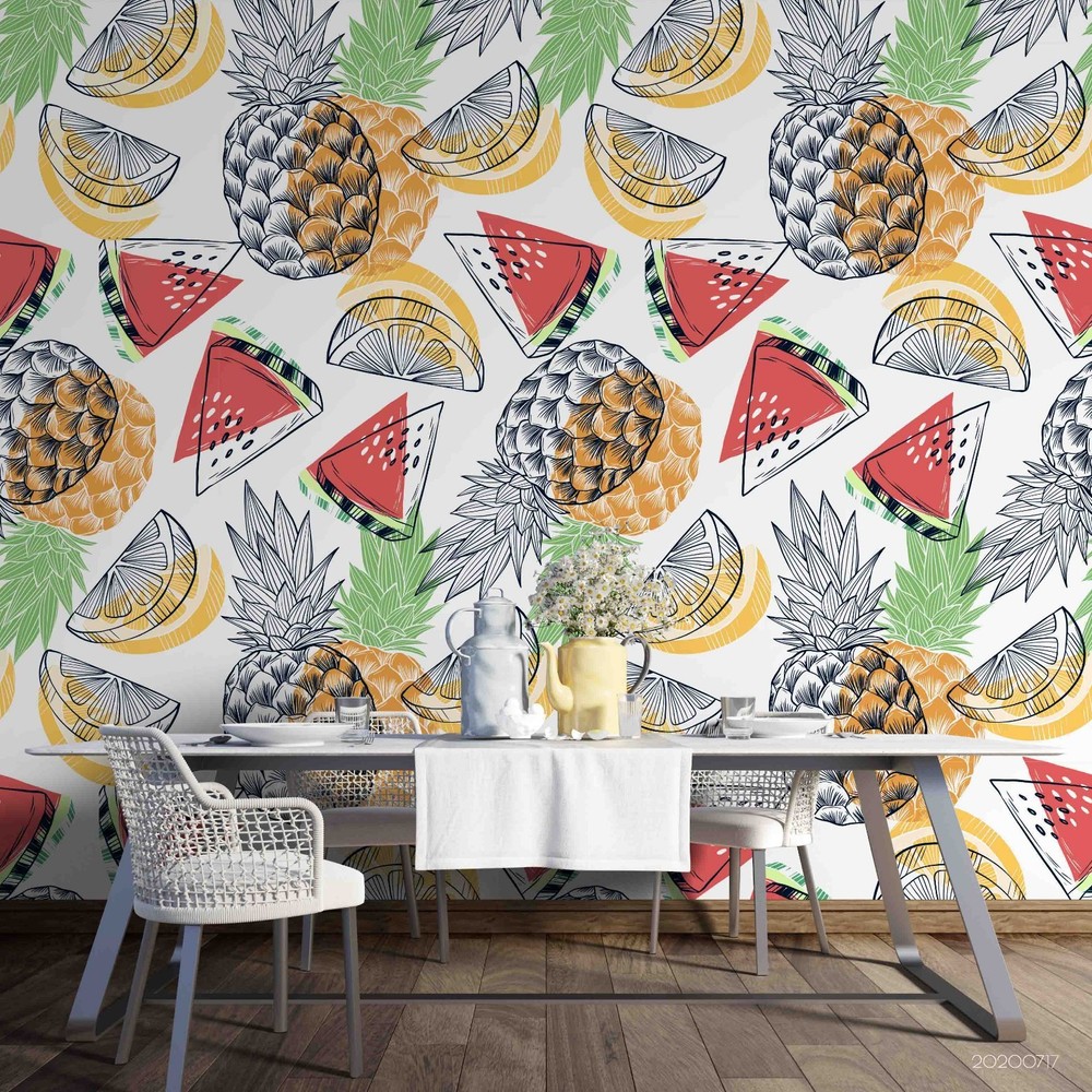 3D Fruit Watercolor Pattern Wall Murals Wallpaper Murals Wall Sticker