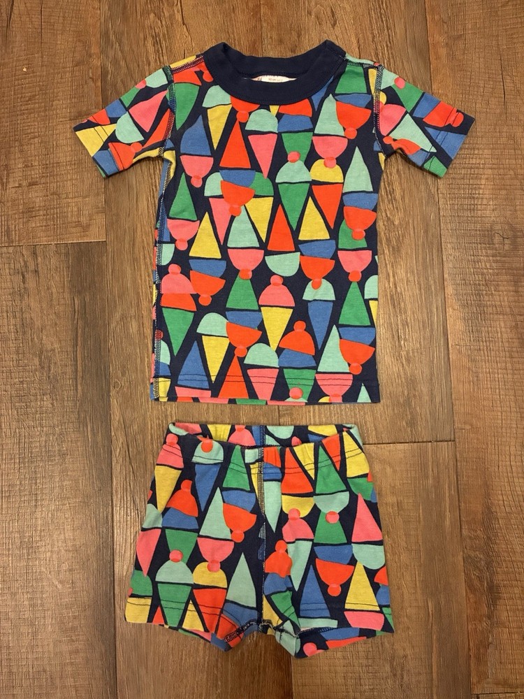 Hanna Andersson Toddler Girl 2-Piece Ice Cream Cone Short Sleeve PJ Set Multi 3T