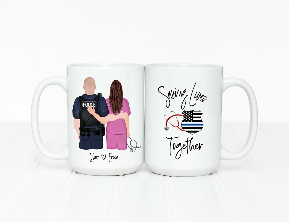 Personalized Police Officer Gifts Police Wife Custom Police And Nurse Mug Nurse