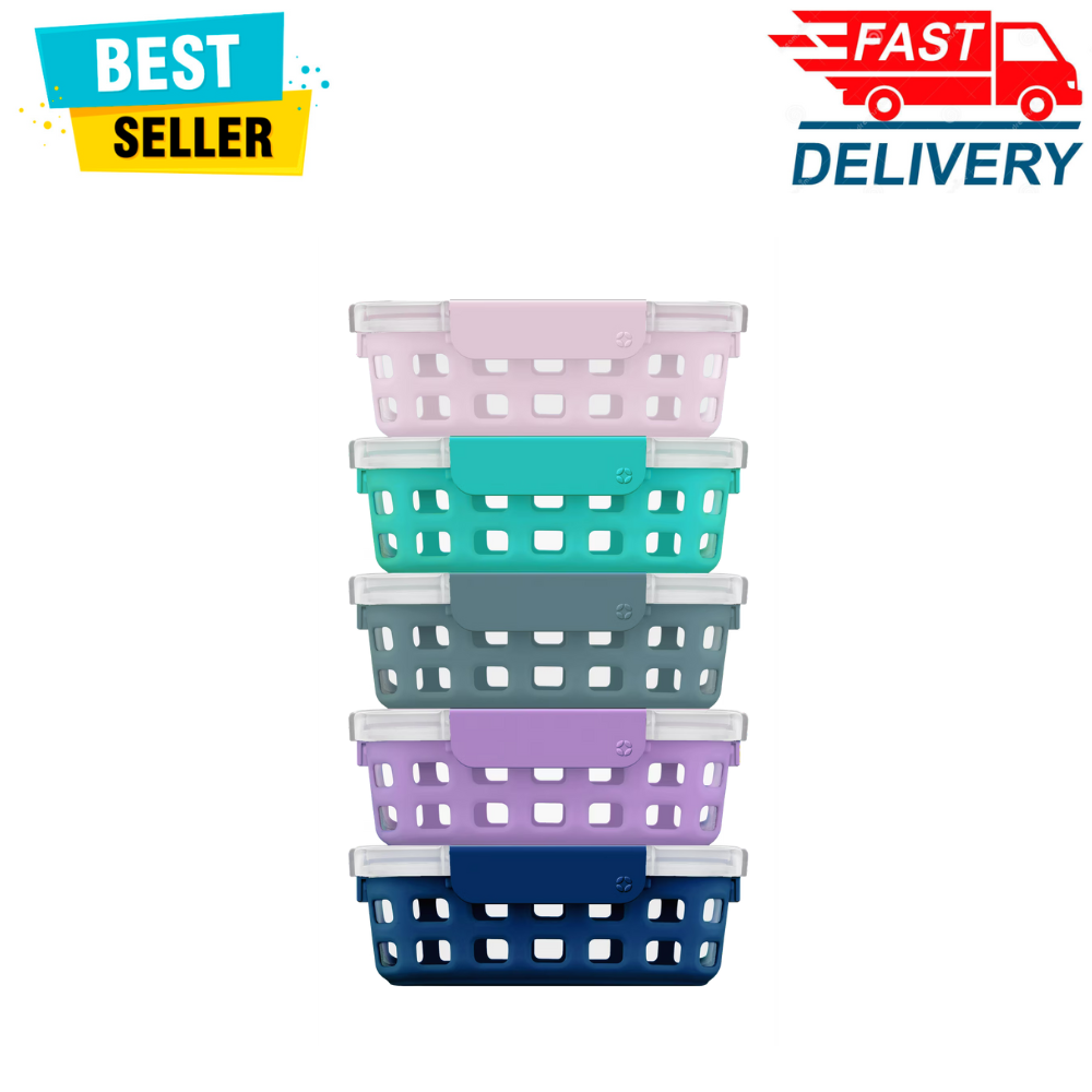 Ello Duraglass 10Pc Glass Food Storage Container Set with Lids & Silicone Sleeve