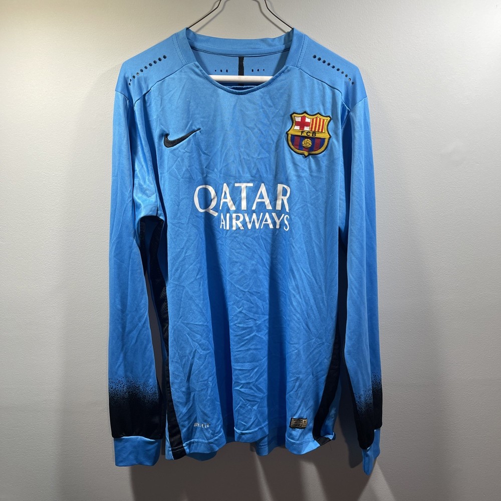 Nike Fc Barcelona 2015-2016 Mens XL 3rd Third Jersey Long Sleeve Jersey Custom