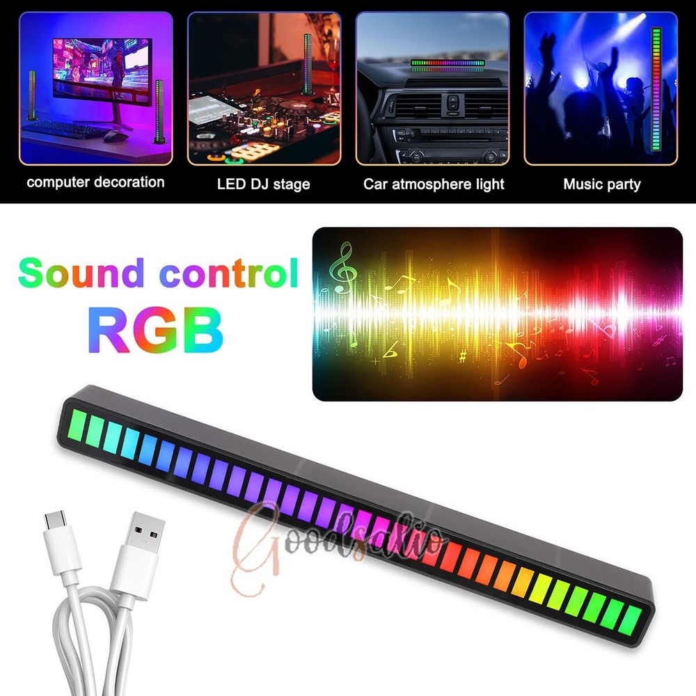 LED Light Bar Sound Control Ambient RGB Rechargeable 32Bit Multi-Color Light LOT