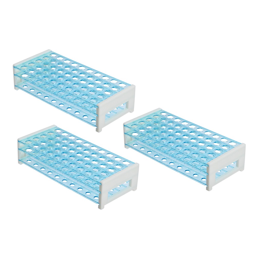 3Pcs Polypropylene Tube Rack Holder for 13-16mm Lab Test Tube Blue 50-Sockets