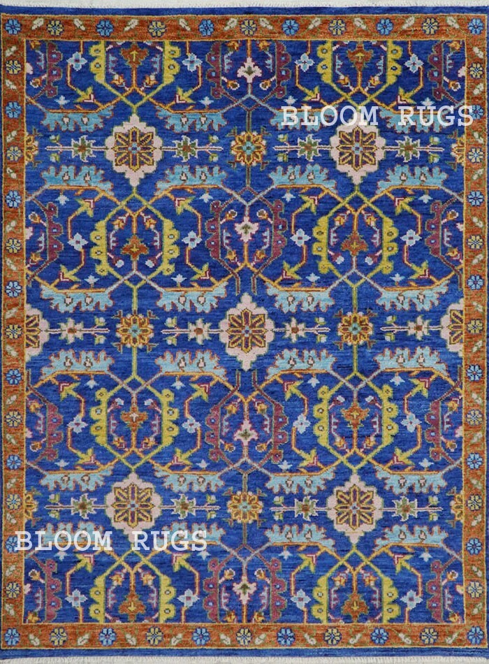 Hand Knotted 8x10 Ink Blue Contemporary Living Room Wool Area Rug | Customizable