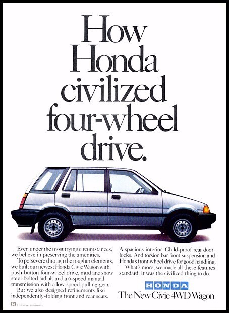 1985 Honda Civic Wagon 4WD Original Advertisement Car Print Ad J704A