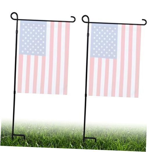 2PC Garden Flag Stand Holder, Metal Premium Yard Flag Holder 2PC, NO ACCESSORY