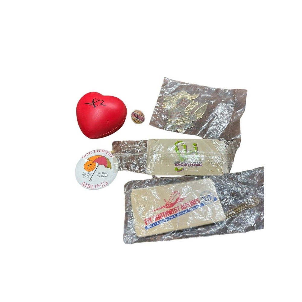 Southwest Airlines Aviation Memorabilia Pin Stress Ball Tag Christmas Res Center