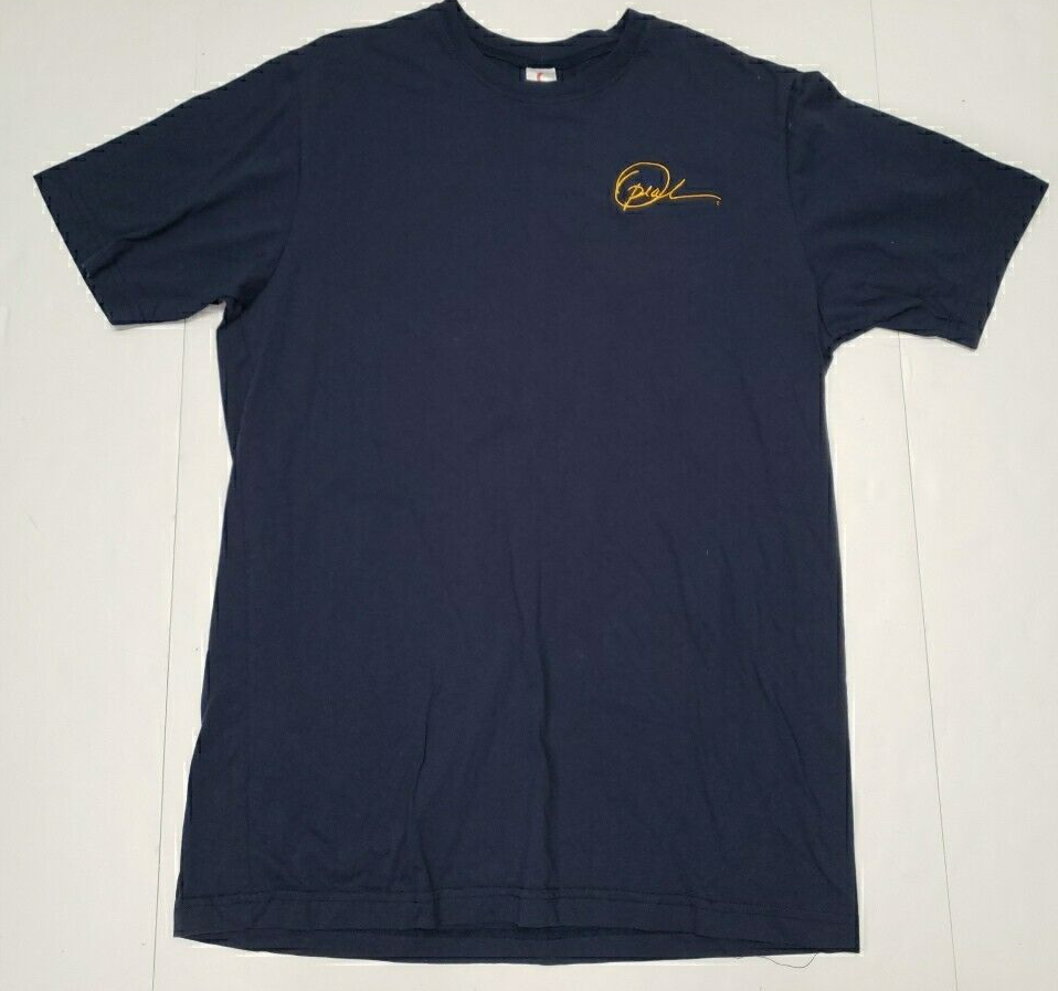 Vintage 90s Oprah Winfrey Show Signature Embroidered T-shirt Size XXL Navy Blue