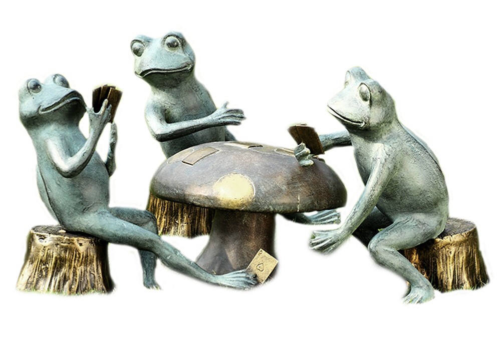 Card Cheat Frogs 4 Piece Aluminum Garden Sculpture