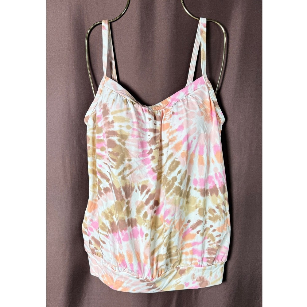 Lands' End Women's 8 Chlorine Resistant Blouson Tankini Swimsuit Top