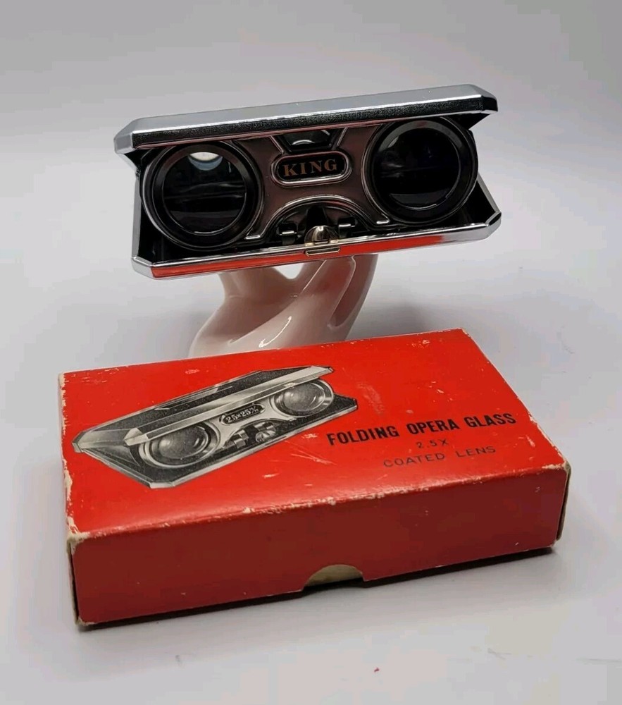 Vintage Folding Opera Glasses Compact Binoculars 2.5X Adjustable In Original Box